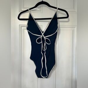 Aerie Dark Blue Swimsuit with White Accents